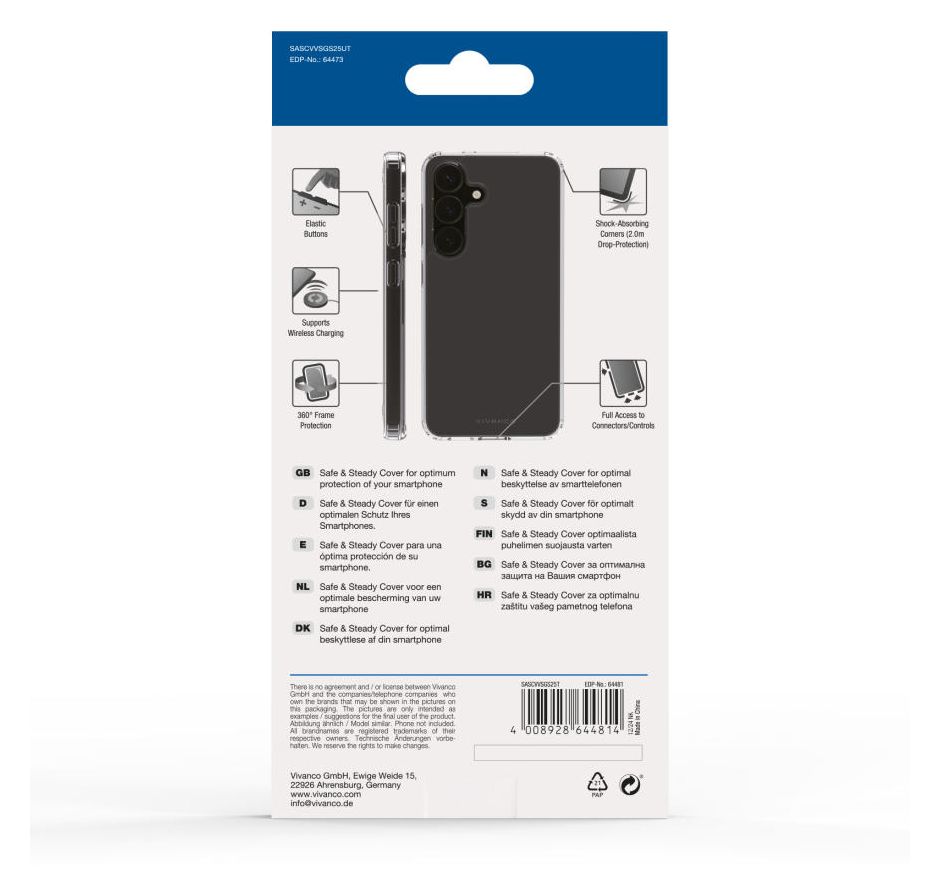 Safe and Steady Cover für Samsung Galaxy S25  (Transparent) 