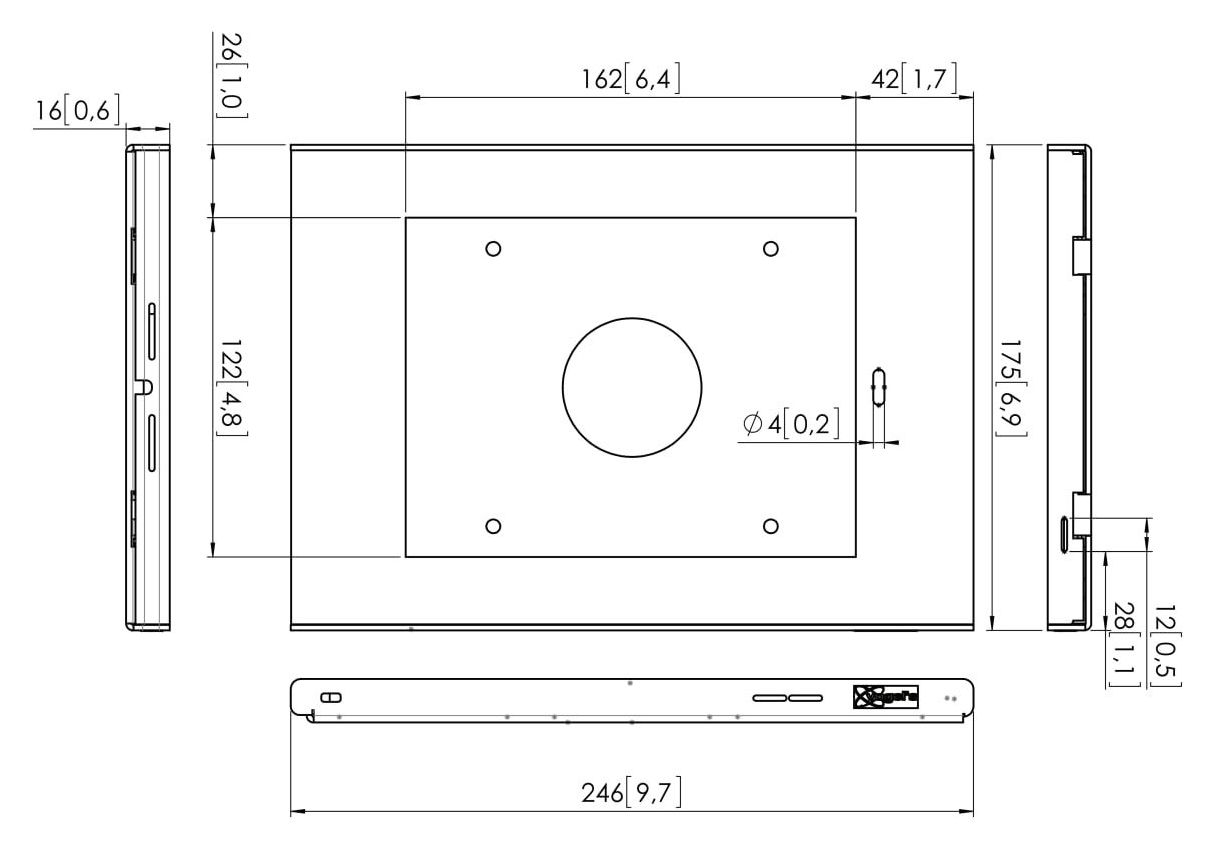 PTS1216 TabLock Tablethalterung aus Aluminium, Stahl Apple iPad mini 1./2./3.Gen  (Silber) 