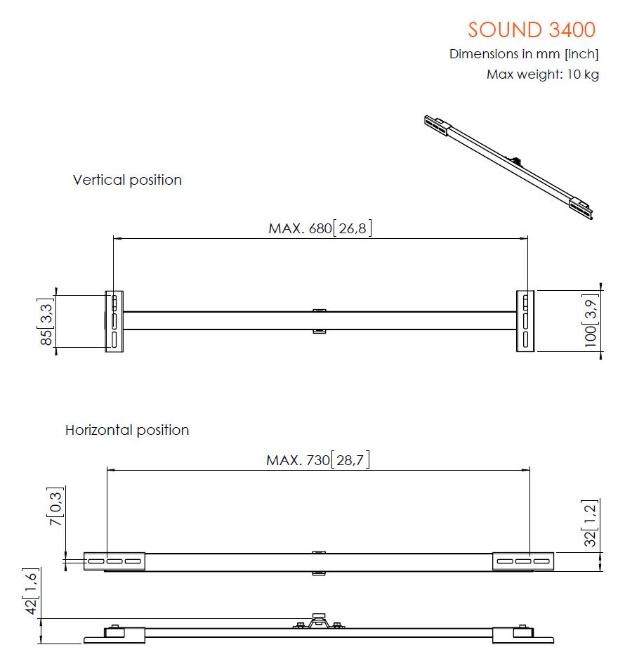 Sound 3400 Wandhalterung bis max. 10 kg 
