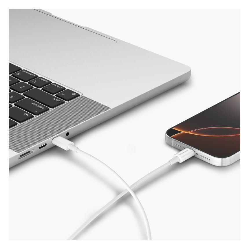 CCA00001 Rundkabel USB C auf USB C Männlich bis 60 W 1 m  (Weiß) 