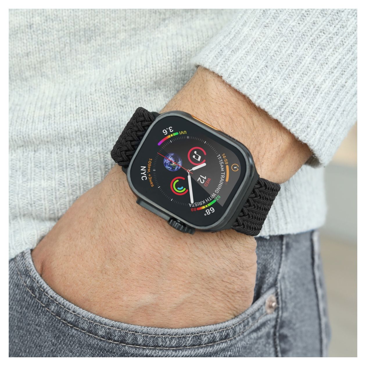 Woven Loop Armband Apple Watch  (Schwarz) 