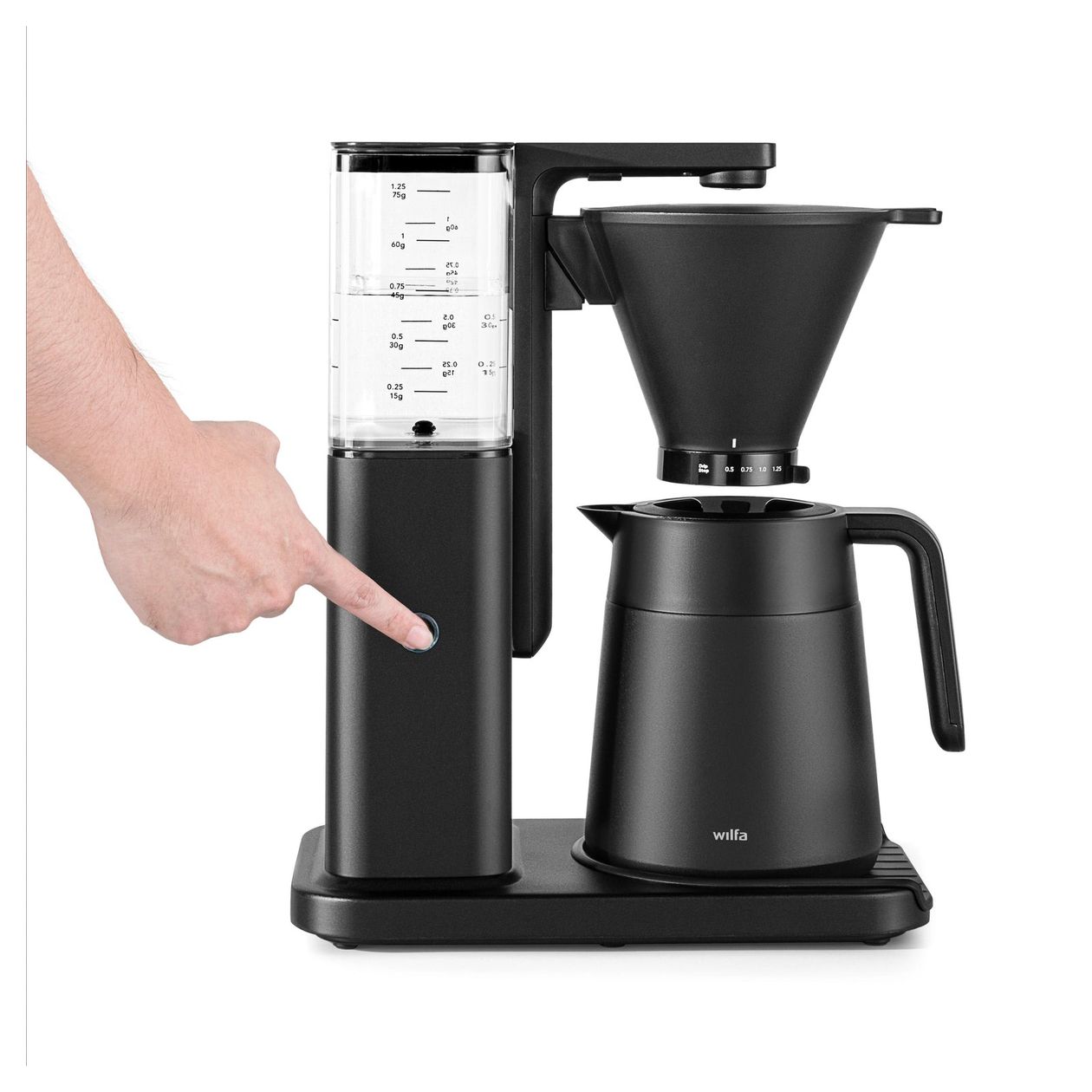 Zense Alux Thermo Filterkaffeemaschine 1,2 l  (Schwarz/Transparent) 