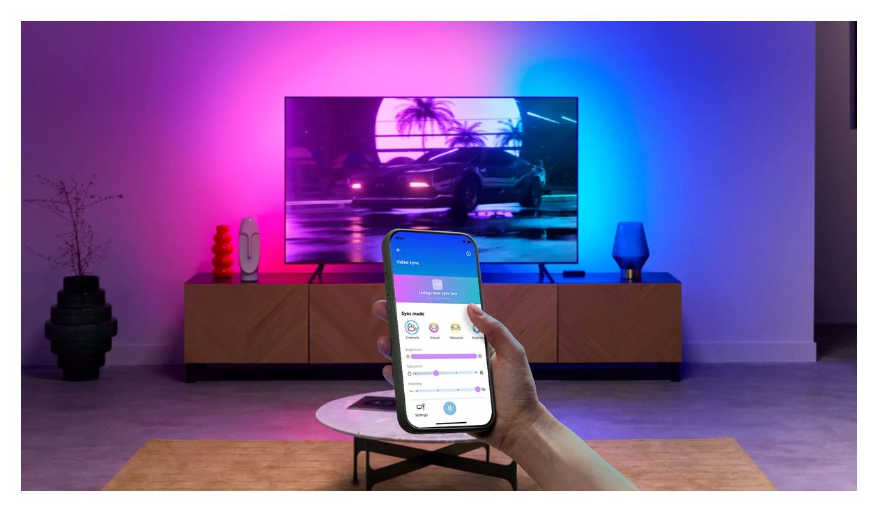 Sync Box Starter-Kit – Umgebungslicht für 75–85 Zoll Fernseher LED Set für intelligente Beleuchtung 3400 mm Multi 