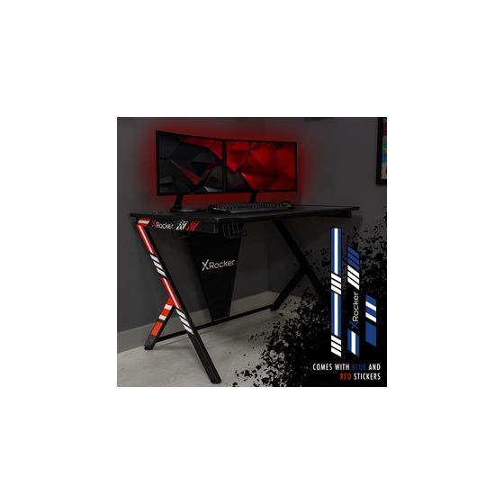 Ocelot Aluminium Carbon Gamingtisch  (Schwarz, Blau, Rot) 