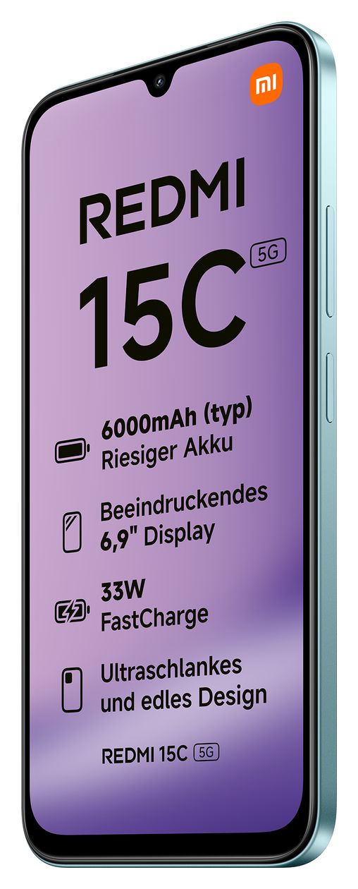 Redmi 15C 128 GB 5G Smartphone 17,5 cm (6.9 Zoll) 2,4 GHz 50 MP Dual Kamera WiFi 5 (Mint Green) 