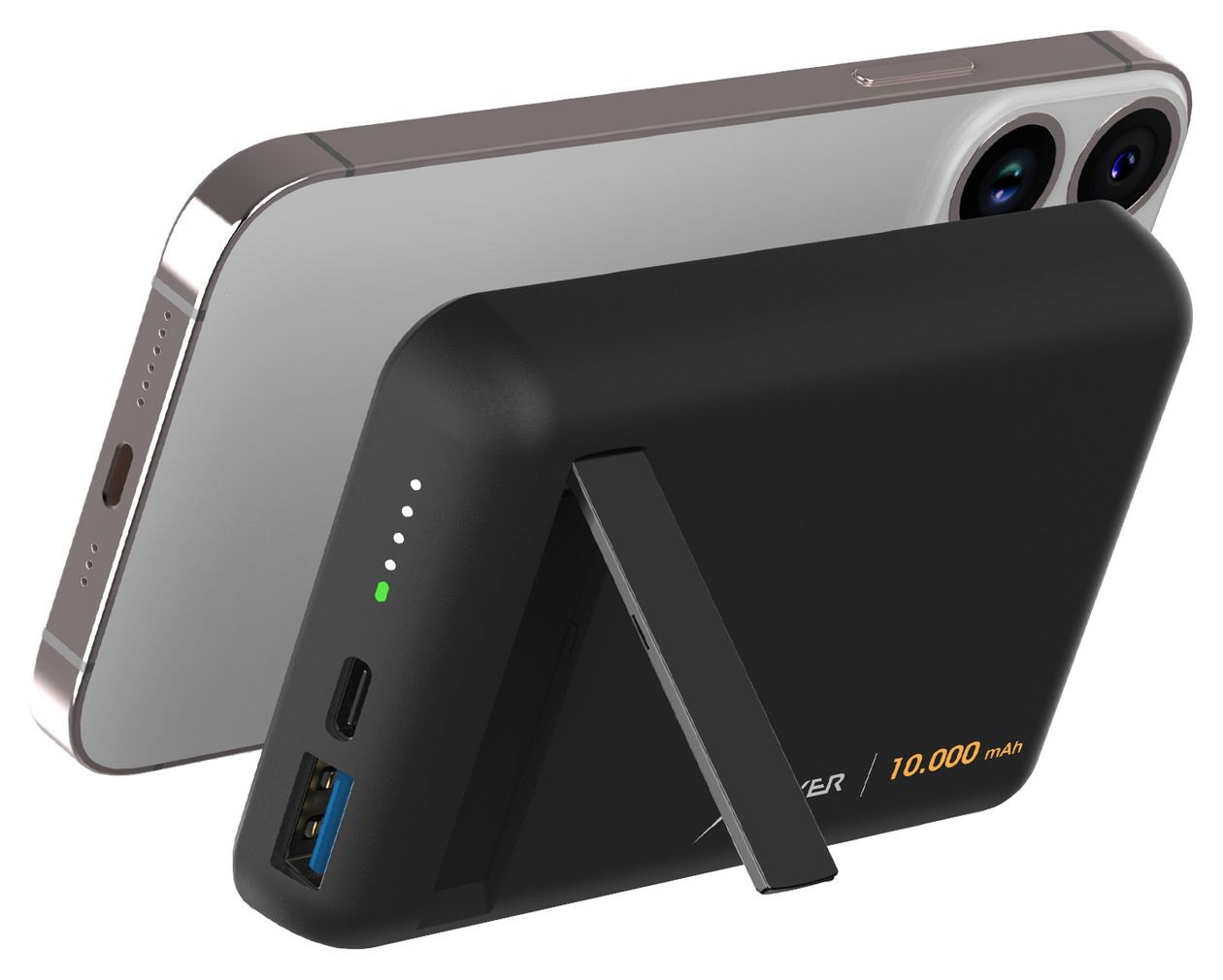 MagFix Pro 2 10000 mAh Powerbank USB Typ-C Kabelloses Laden  (Schwarz) 