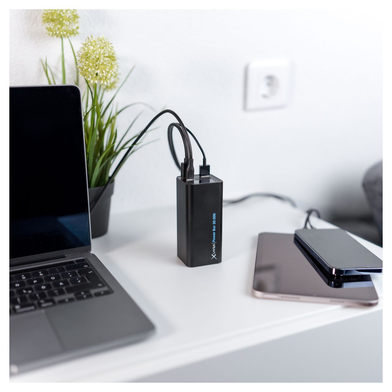Power Bar 20000 mAh Powerbank USB Typ-C  (Schwarz) 