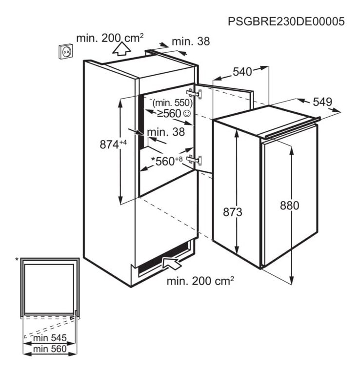 Serie 5000 TF5OS882DS 110 l 88 cm Einbaukühlschrank EEK: D 114 kWh Jahr 