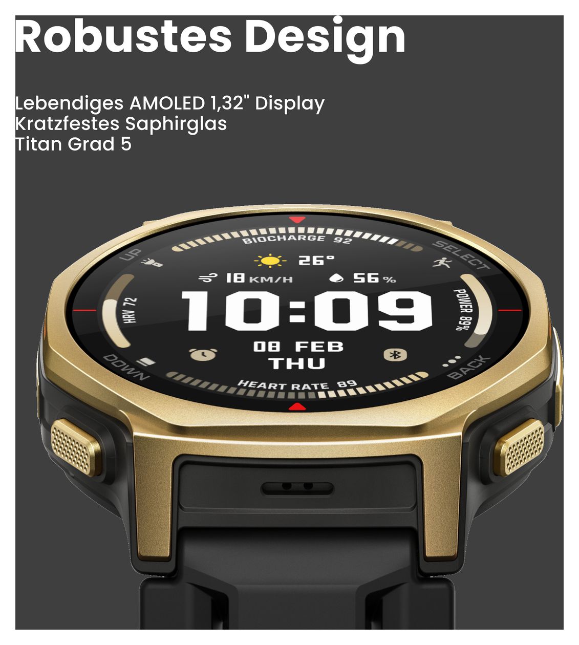 T-Rex 3 Pro Digital 44 mm Smartwatch Rund 353 ppi  (Schwarz) 