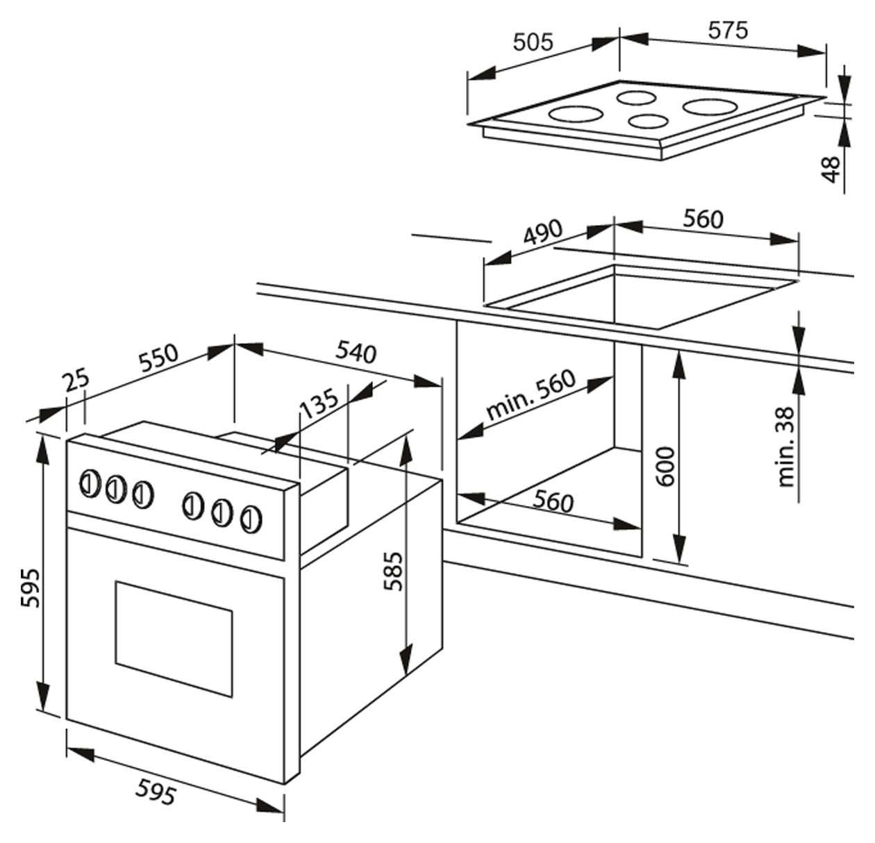 EHC933107SMA Herdset normal EasyClean mit 60 cm Glaskeramik Kochfeld 