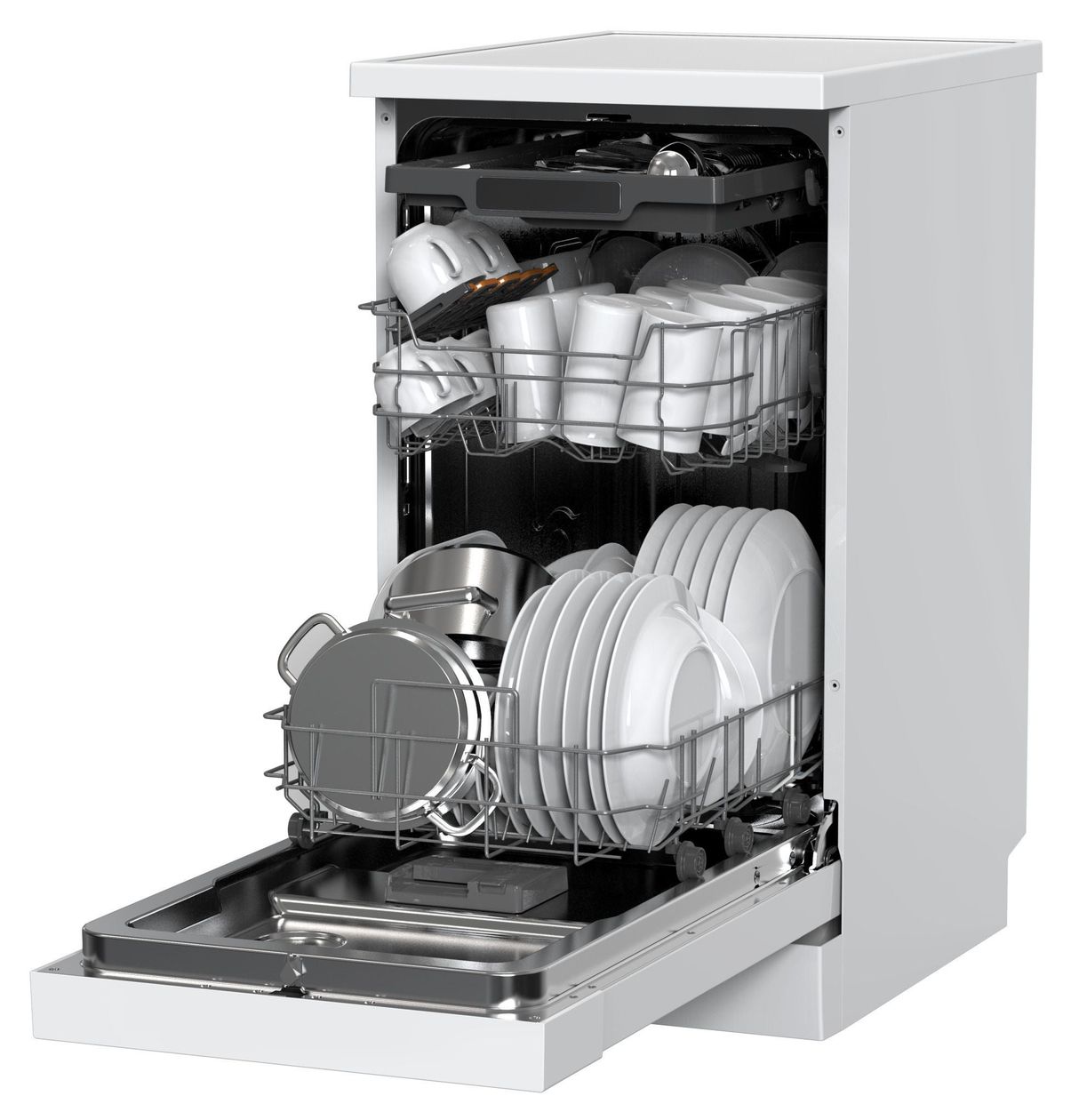 GSP 531 470 W 45 cm Geschirrspüler freistehend leise 11 Maßgedecke aquaStop Funktion Mini Active (Weiß) 