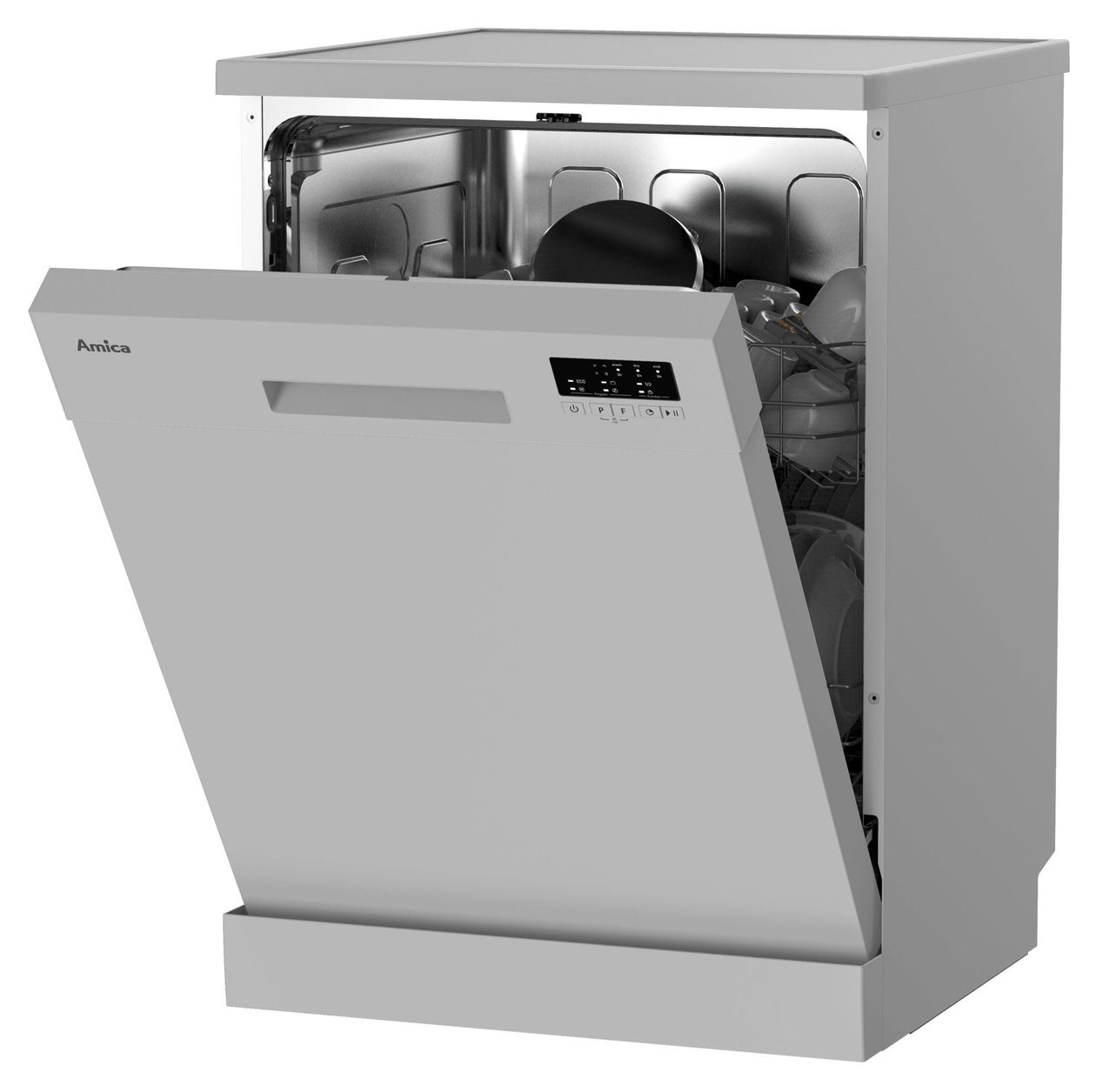GSP 543 460 SI 60 cm Geschirrspüler freistehend leise 13 Maßgedecke aquaStop Funktion Mini Active (Silber) 