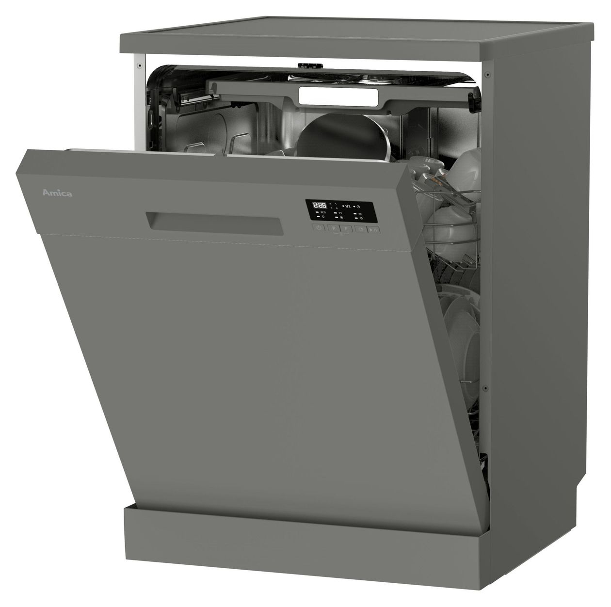 GSP 545 470 60 cm Geschirrspüler freistehend leise 15 Maßgedecke aquaStop Funktion (Silber) 