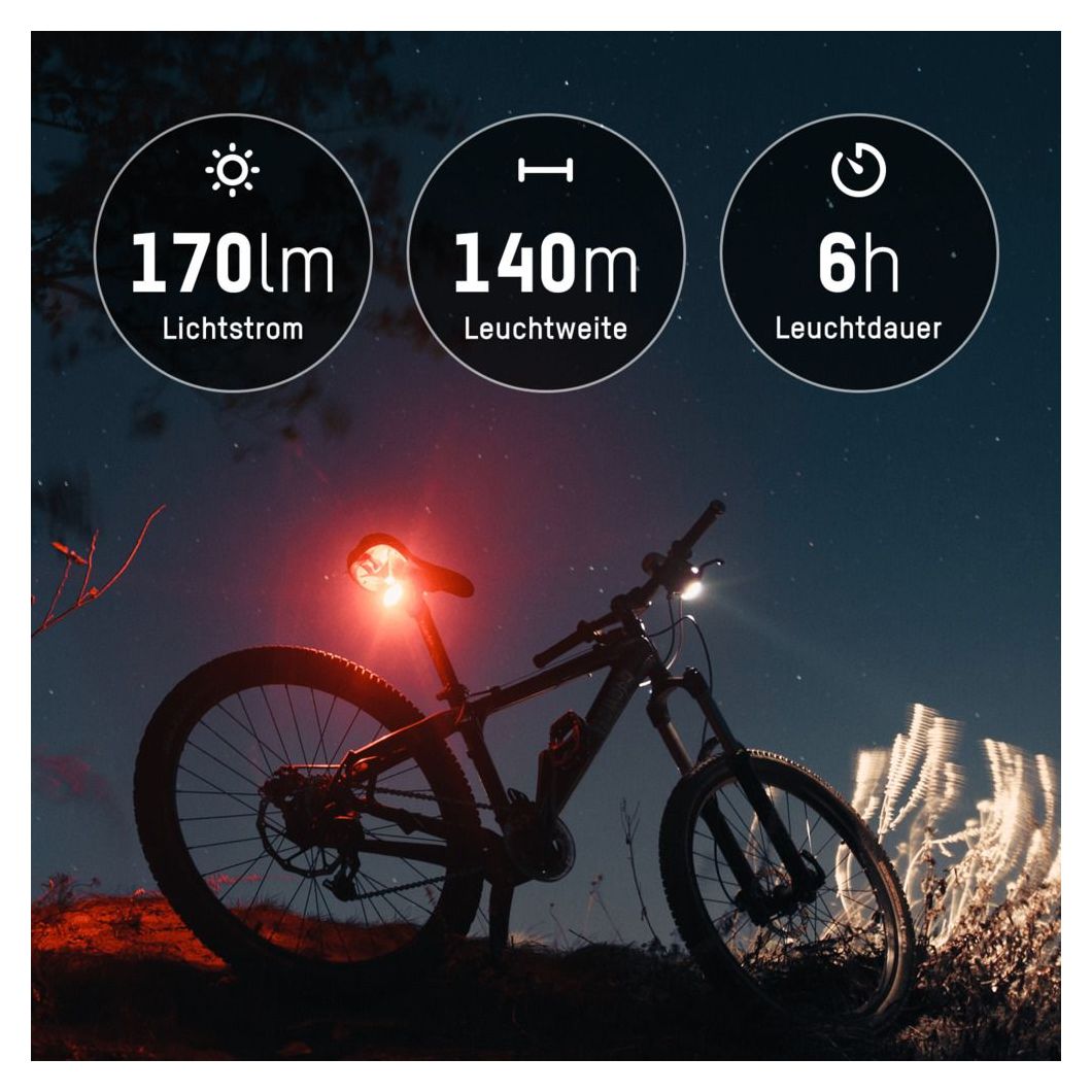1600-0254 Fahrradlicht Set LED wiederaufladbar  Heckbeleuchtung + Frontbeleuchtung (Set) 
