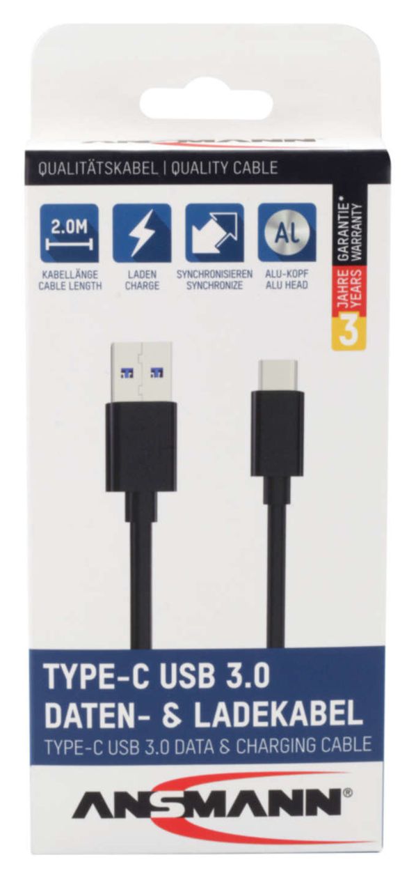 1700-0081 5 Gbit/s Stecker USB A auf USB C 2 m  (Schwarz) 
