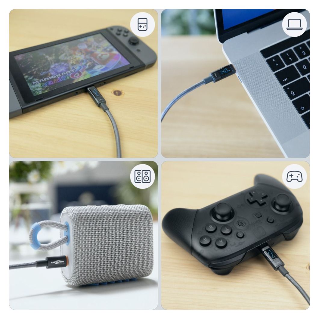 1700-0176 0,48 Gbit/s Rundkabel USB C auf USB C Männlich bis 140 W 1,2 m  (Anthrazit) 