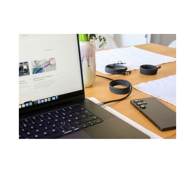 1700-0188 Stecker Rundkabel USB A/USB C auf USB C/Lightning bis 60 W 1,2 m  (Schwarz, Silber) 