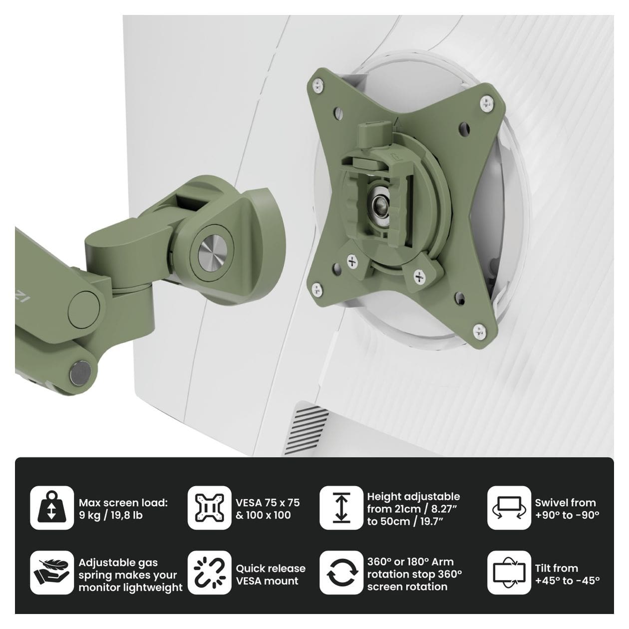 Alzare Neo Monitorarm bis 9 kg  (Grün) 