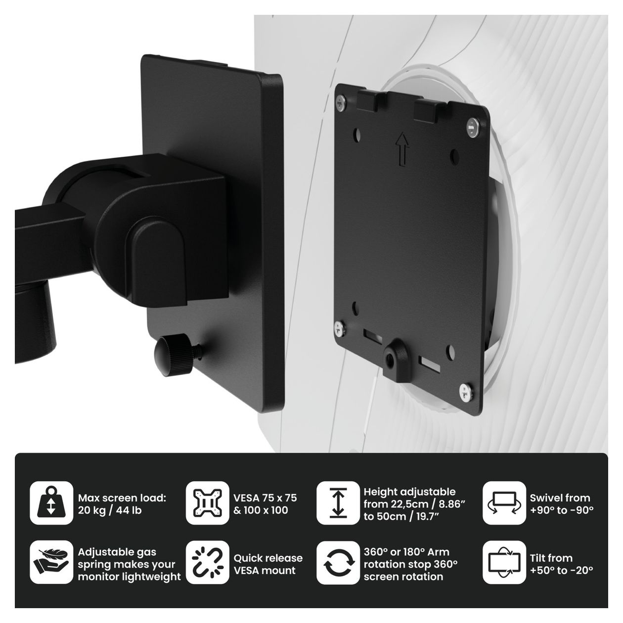 Alzare Neo Pro Monitorarm bis 20 kg  (Schwarz) 