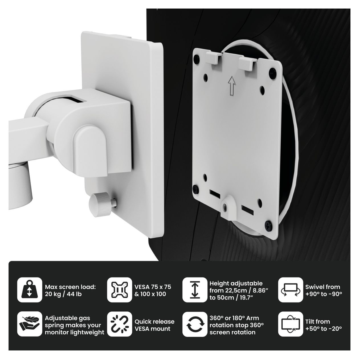 Alzare Neo Pro Monitorarm bis 20 kg  (Weiß) 