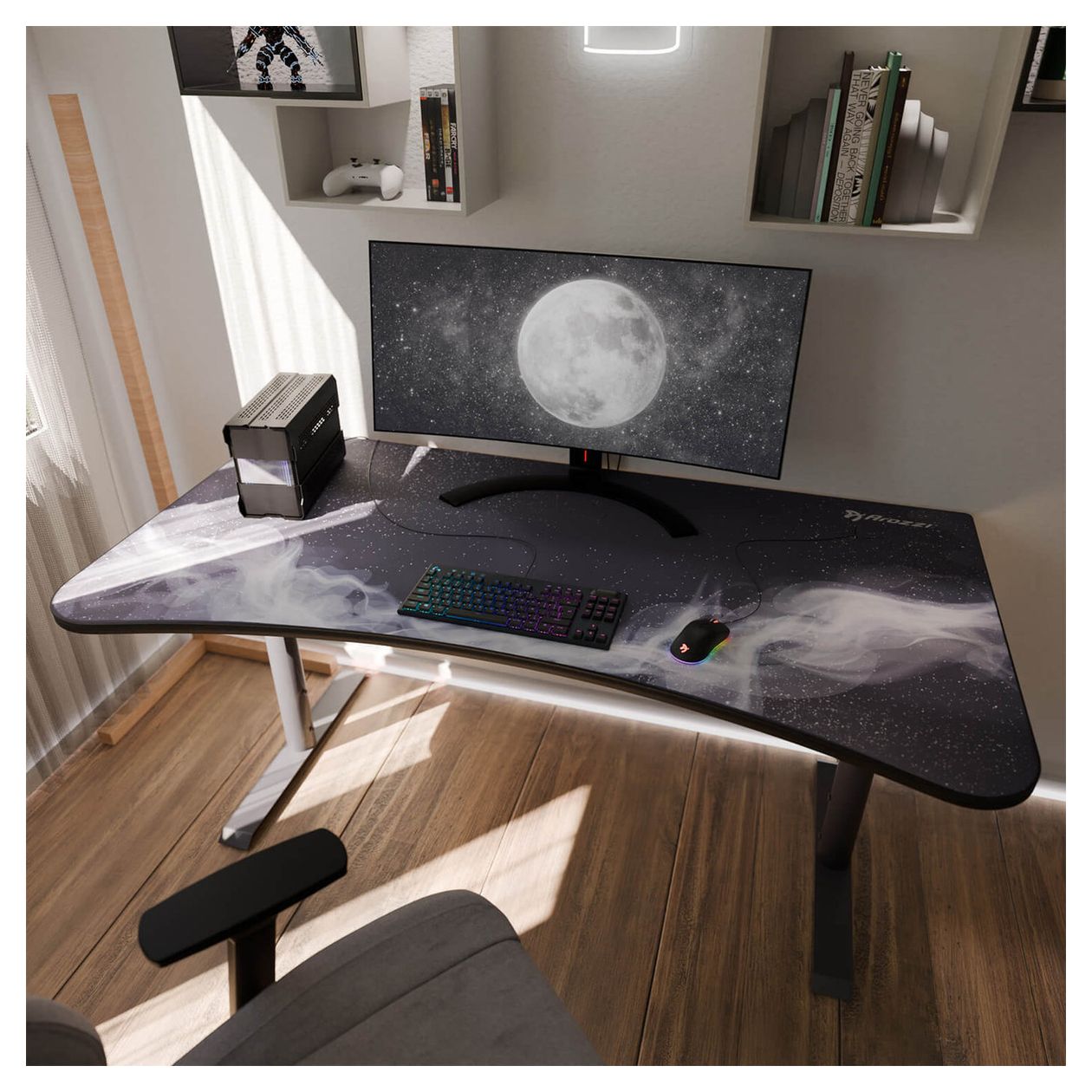 Arena Gamingtisch bis 80 kg  (Schwarz, Weiß) 