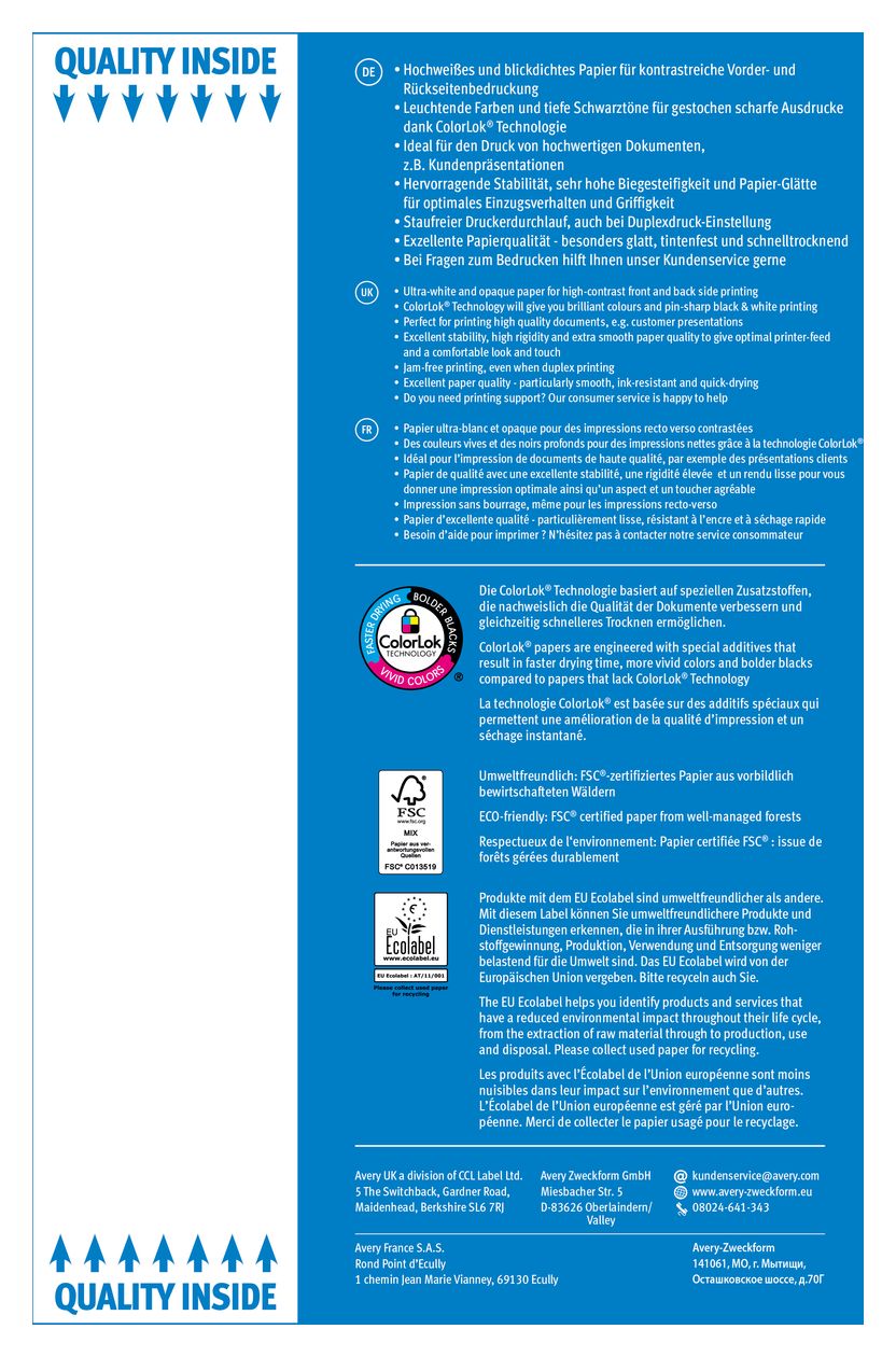 Bright White Inkjet Papier A4 500 Sheets 