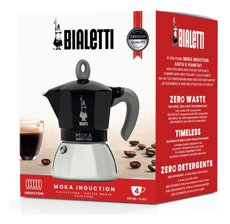 Moka Induction Espressokocher 4 Tassen Filterkaffeemaschine  (Schwarz) 