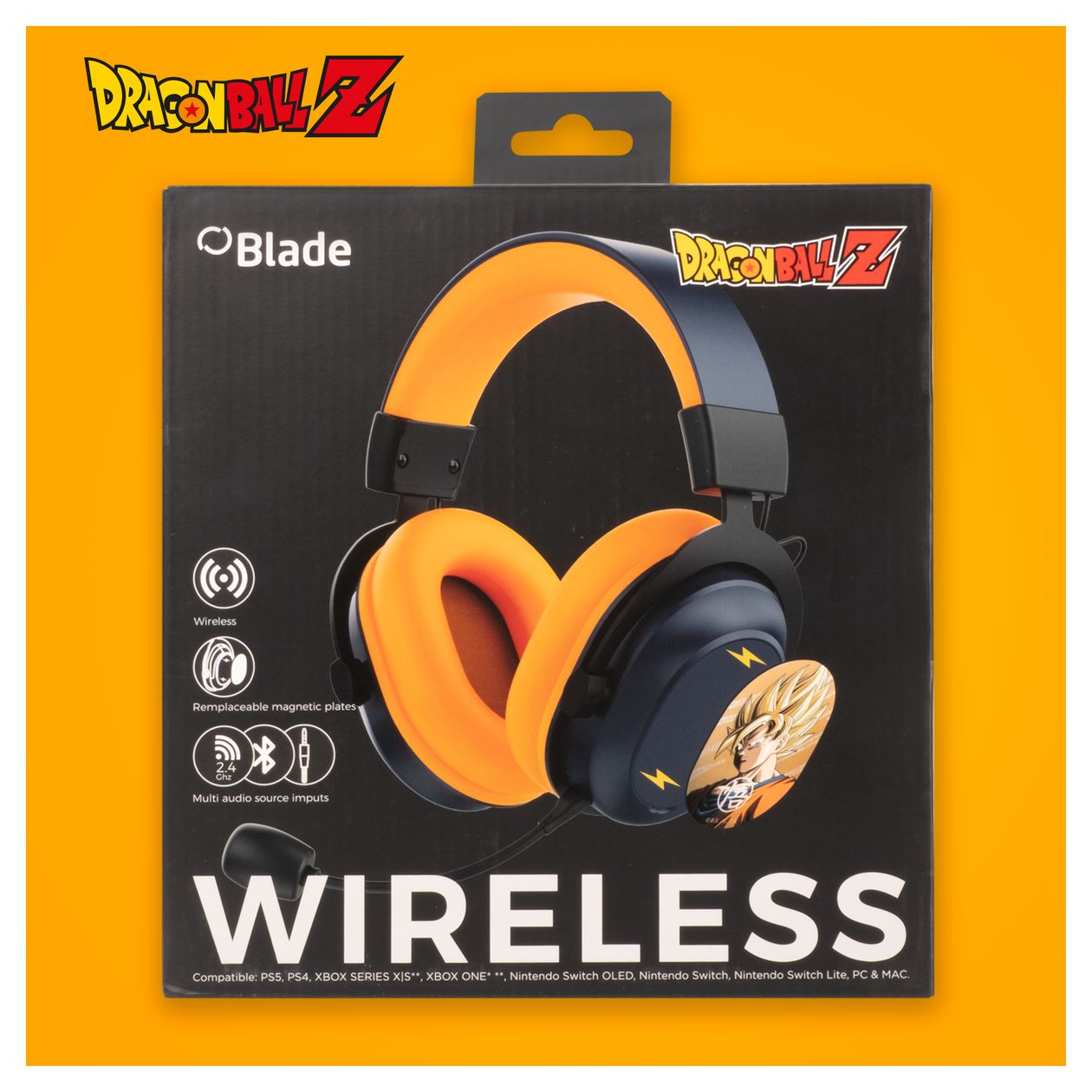 Wireless Gaming Headset Dragon Ball Z Over Ear Bluetooth Kopfhörer kabelgebunden&kabellos USB Typ-C (Schwarz, Grau, Orange) 