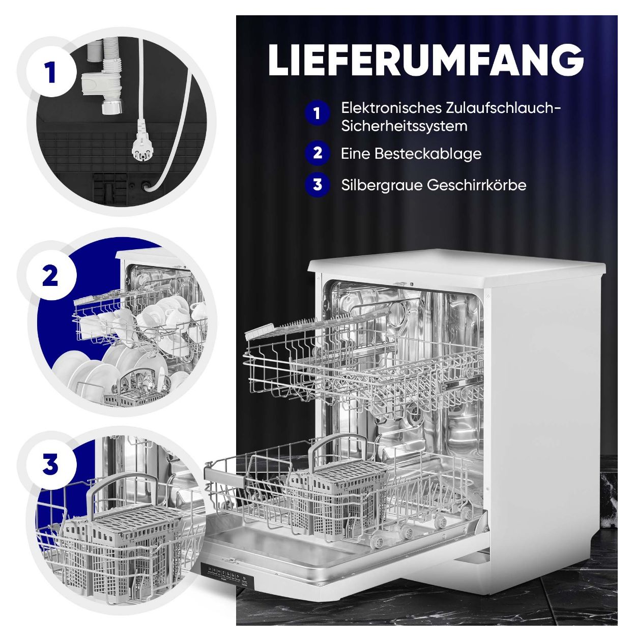 GSP7419 60 cm Geschirrspüler freistehend Leise 14 Maßgedecke 
