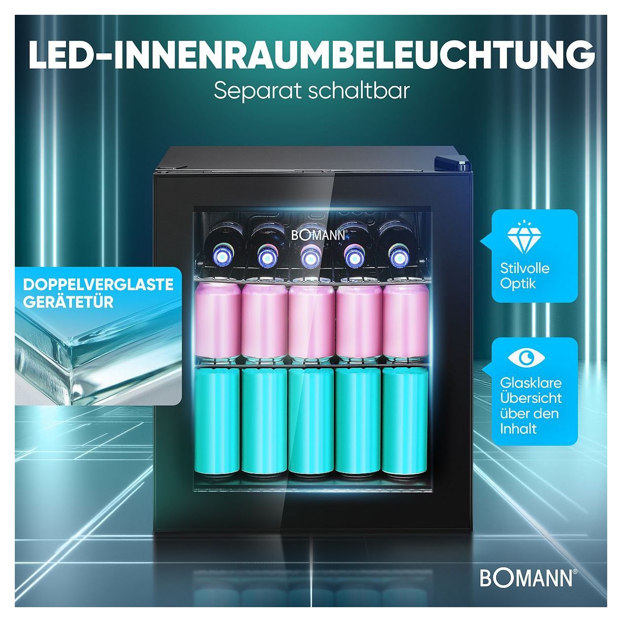KSG7291 46 l / 46 l Tischkühlschrank EEK: E 66 kWh Jahr  (Schwarz) 