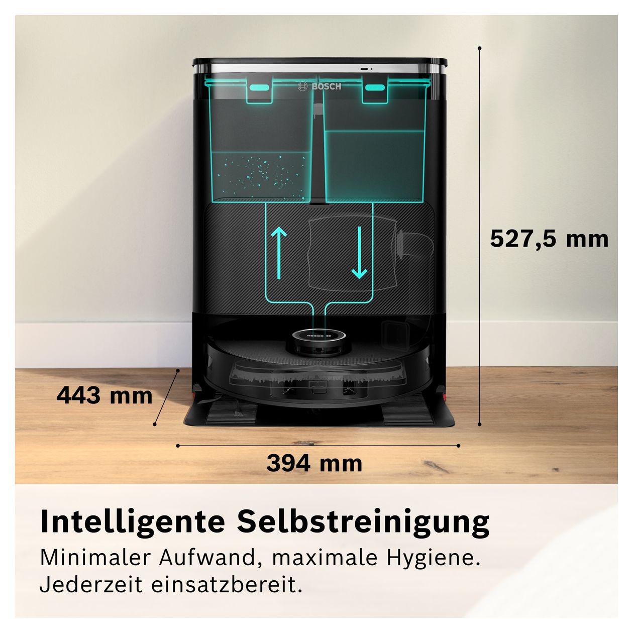 BCRDW3BAB Spotless Max Saugroboter nass/trocken 160 min Akku 11000 Pascal Leistung  (Schwarz) 