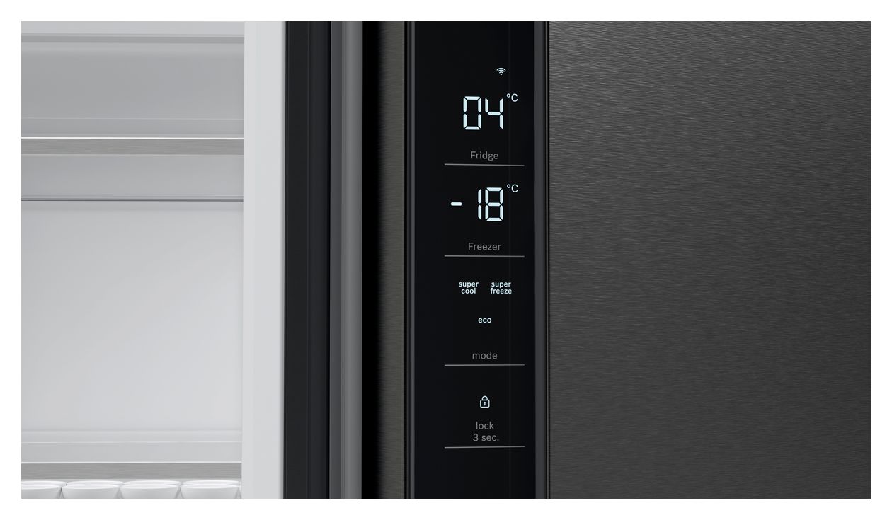Serie 4 KFN96AXEA Side-by-Side Kühl-/ Gefrierkombination French Door 405 l / 200 l 333 kWh NoFrost 1830 mm x 905 mm  (Schwarz) 