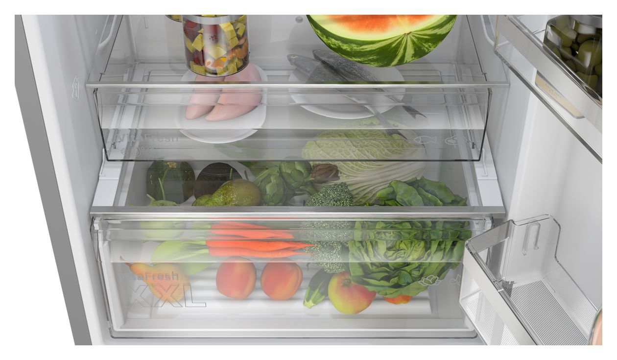 Serie 4 KGN49EICF 311 l / 129 l Kühl-Gefrierkombi freistehend NoFrost 178 kWh Jahr  (Edelstahl) 