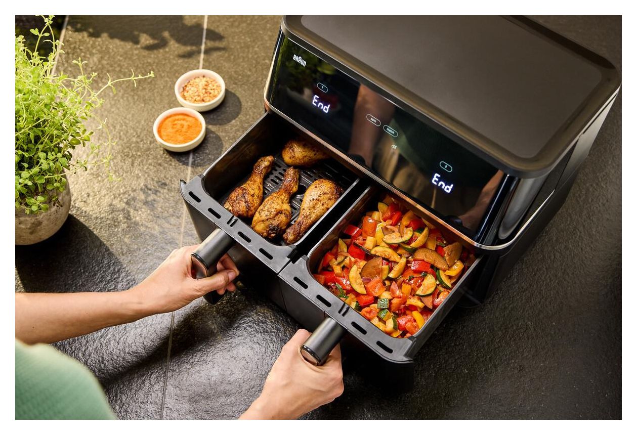 TD5030IBK Doppel Heißluftfritteuse 10 l 2400 W  (Schwarz, Silber) 