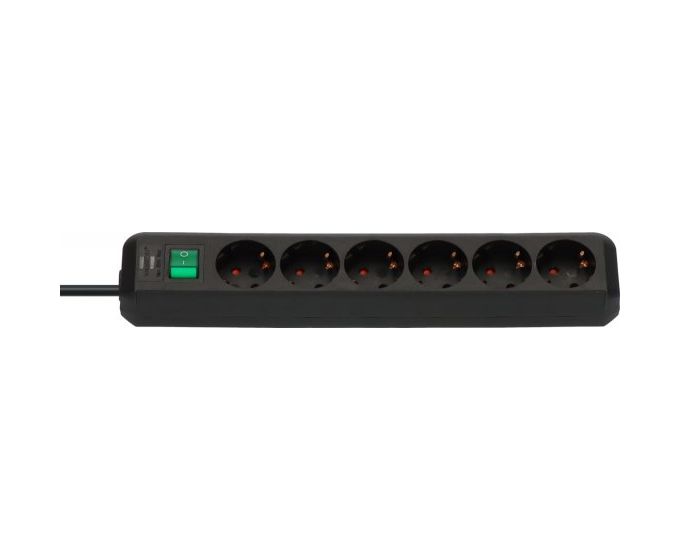 Eco-Line Steckdosenleiste 6-fach 3 m  (Schwarz) 
