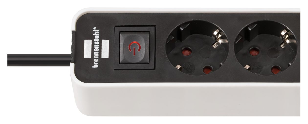 Ecolor Steckdosenleiste mit USB-Ladebuchse 4-fach 1,5 m  (Schwarz/Weiß) 