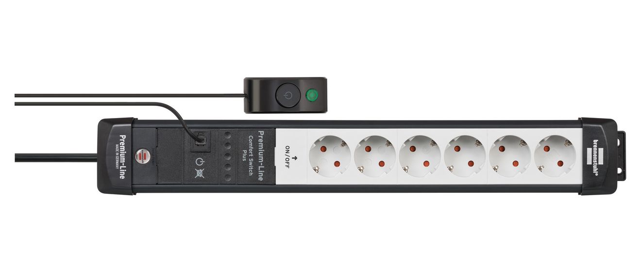 Premium-Line Comfort Switch Plus Steckdosenleiste 6-fach 3 m  (Schwarz/Grau) 