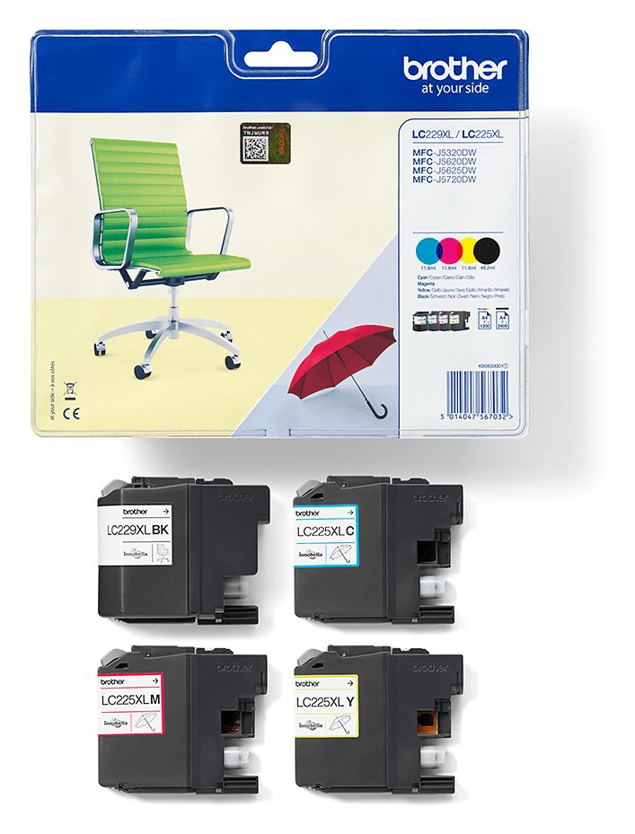 LC-229XLVALBP originale Druckerpatronen Schwarz, Cyan, Magenta, Gelb 2400 Seiten 