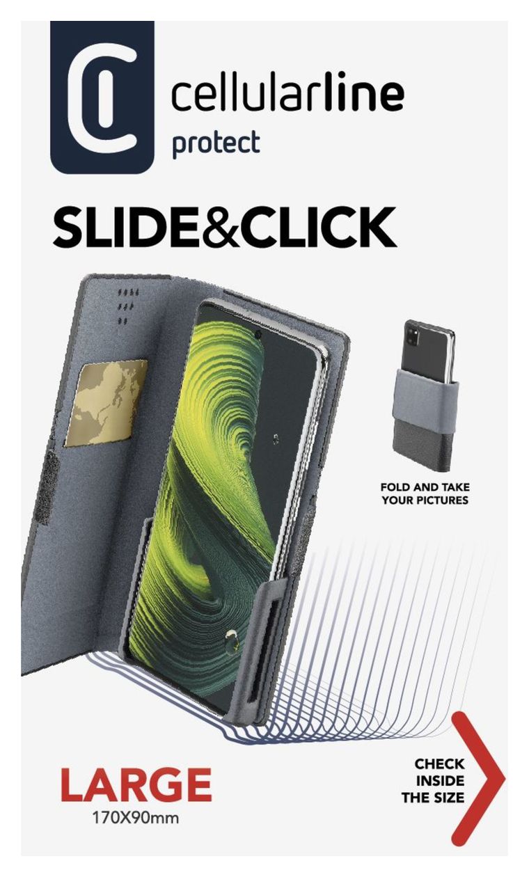 Slide & Click L Folio für Universal 90 x 170 mm  (Schwarz) 