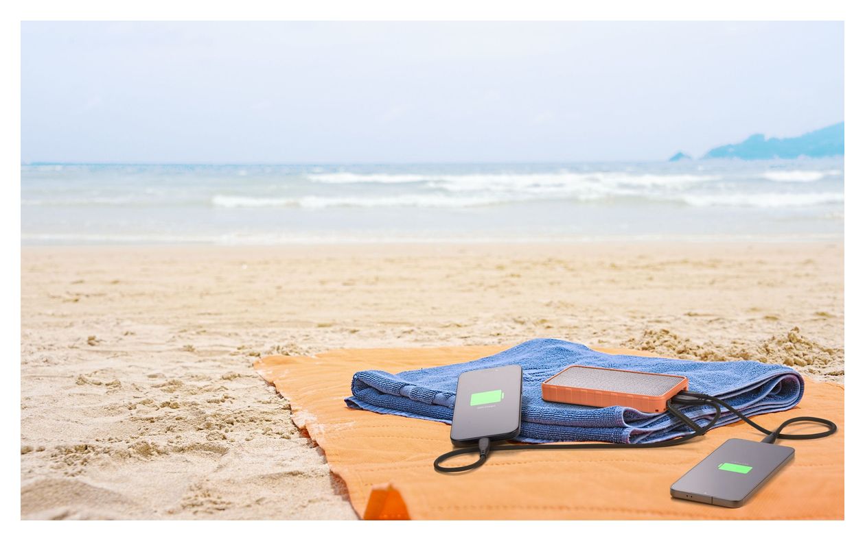 Solar 10000 mAh Powerbank USB Typ-C  (Orange) 