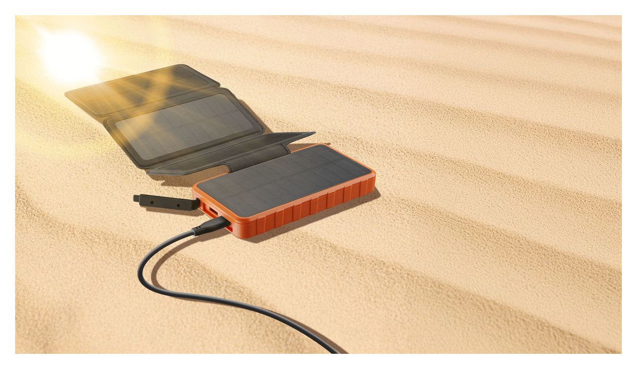 SOLAR POWER BANK PRO 4 ETFE SOLARPANELS 1.5W 10000 MAH 20W DOPPEL USB A+C ANSCHLUSS ORANGE 