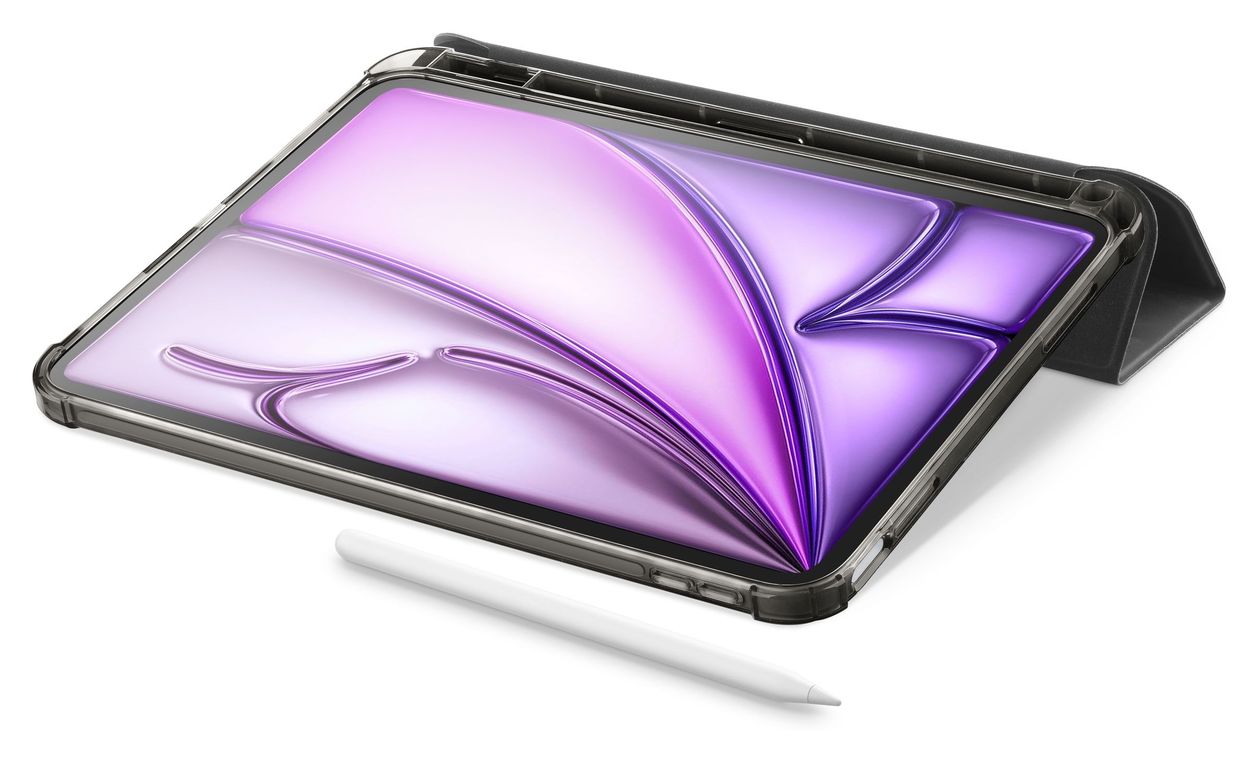 Stand Folio aus Kunstleder für Apple iPad Air 13 Zoll und iPad Pro 12.9 Zoll bis 33 cm (13") (Schwarz) 