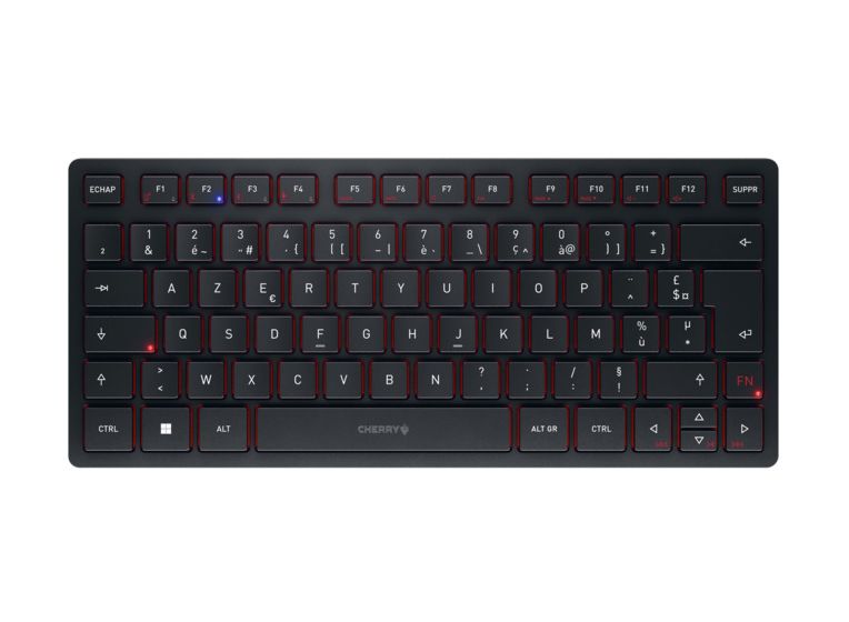 KW9200 Mini Universal Tastatur AZERTY USB + RF Wireless + Bluetooth  (Schwarz) 