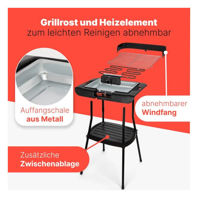BQS3842 2 in 1 Stand und Tischgrill 1 Zone(n) 2000 W  (Schwarz) 