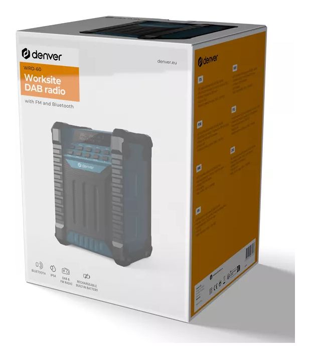 WRD-60 Bluetooth DAB, DAB+, FM Radio Tragbar Spritzwassergeschützt IP54  (Schwarz, Blau) 