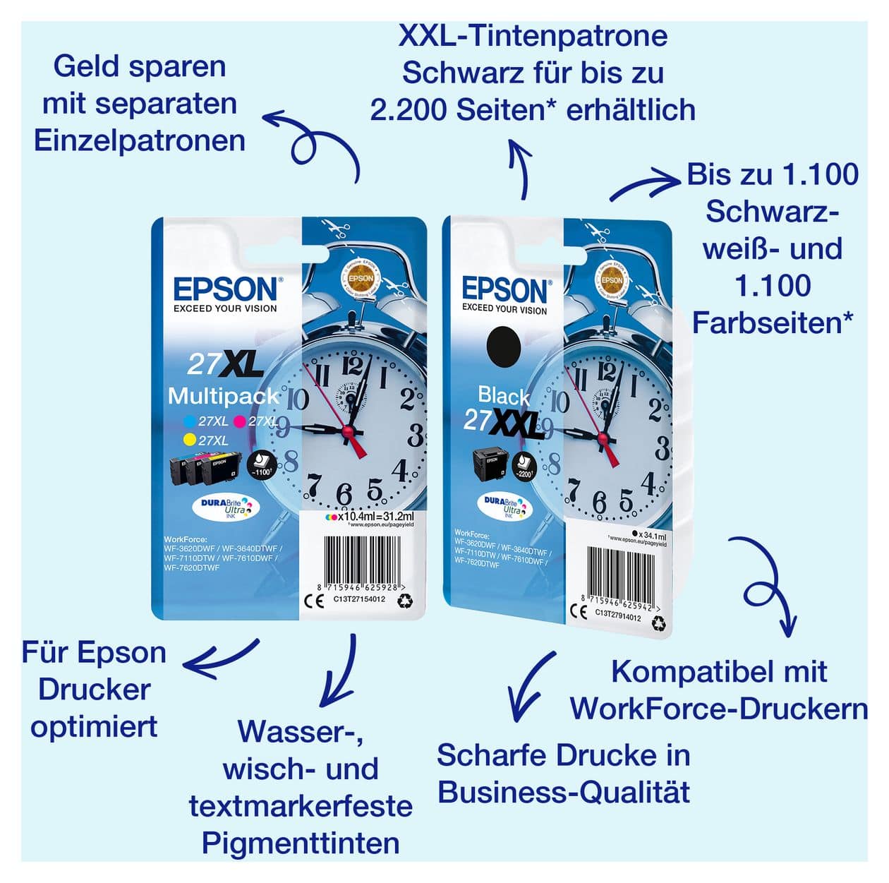 27 C13T27044012 originale Druckerpatronen Gelb 3,6 ml 