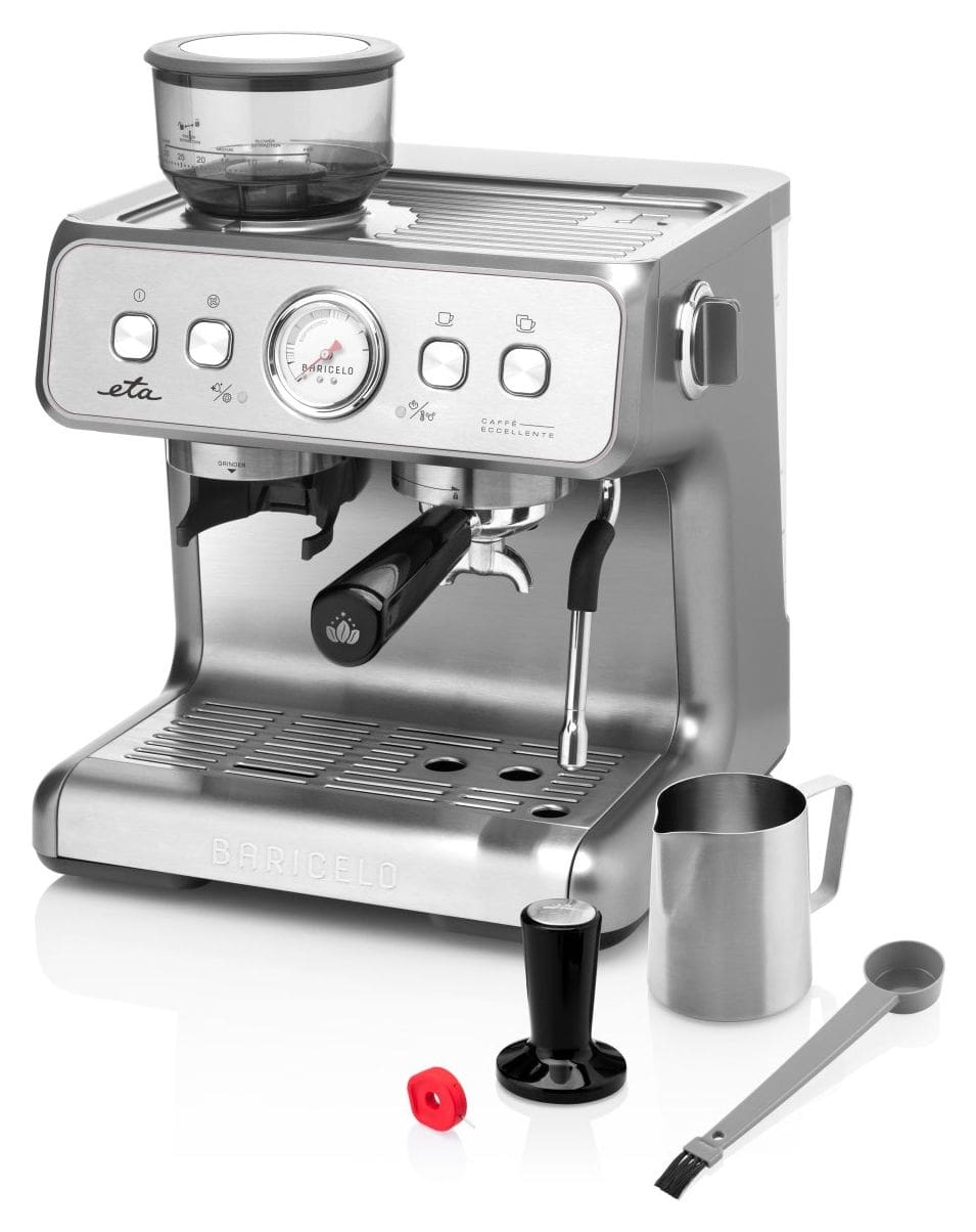 Baricelo Siebträger Kaffeemaschine 15 bar 1550 W  (Silber, Edelstahl) 