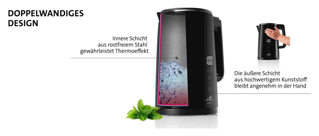 Emma 1,5 l Wasserkocher 2200 W  (Schwarz) 