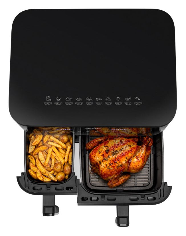 Fritta Dual Doppelkammer Heißluftfritteuse 11 l 2600 W  (Schwarz) 