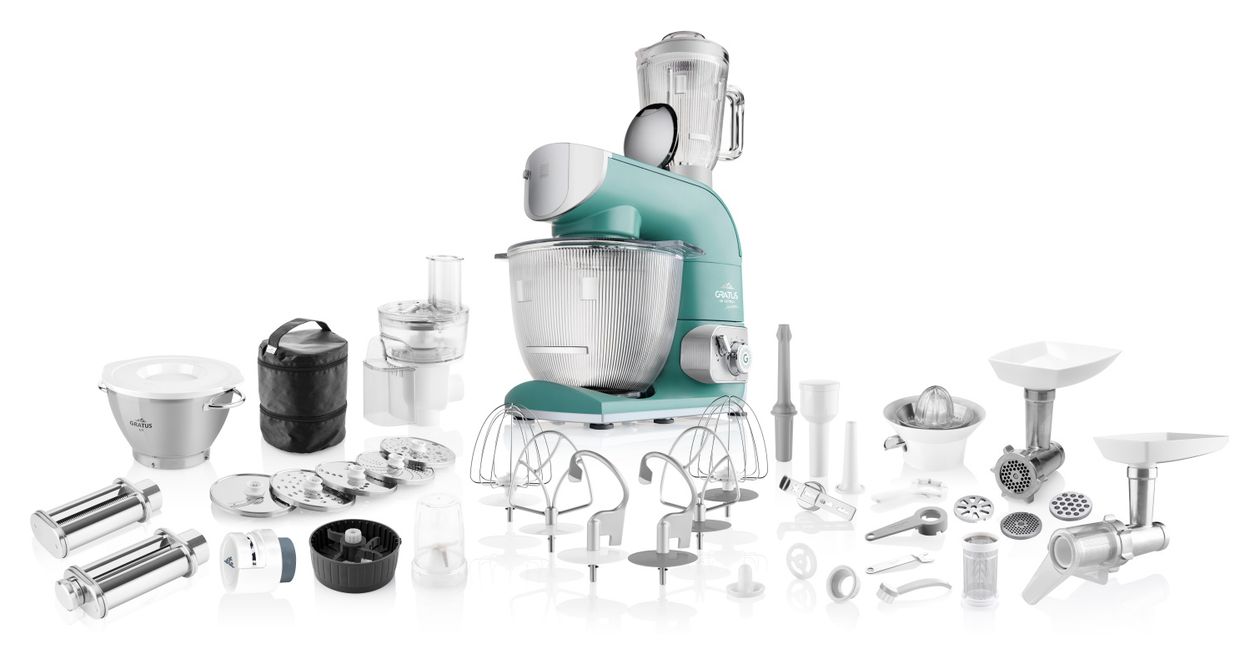 Gratus di Vetro 1200 W Küchenmaschine 5 l  (Grün, Edelstahl) 